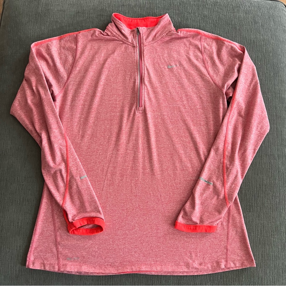 Womens NIKE RUNNING 1/4 Zip Element Pullover Size XL Thumbholes Reflectors